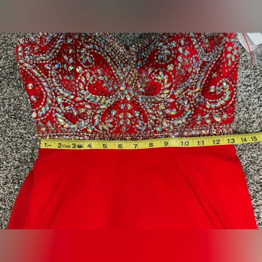 NWT Tiffany Designs red strapless prom dress - Picture 11 of 16